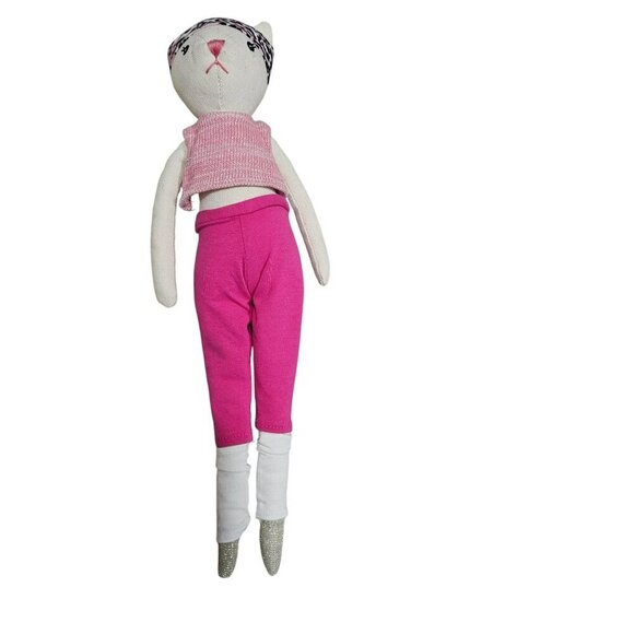 Anthropologie Cat Doll Woven Knit With Pink Outfit Leopard Print Headband 18" - Picture 10 of 10